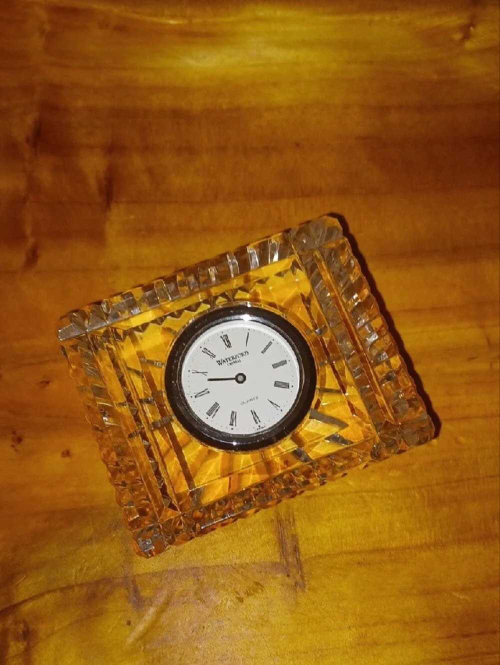 Waterford Clear Crystal Faceted Desk Clock